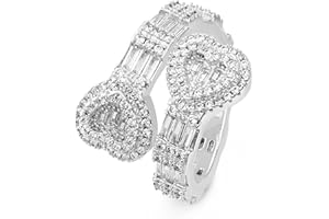 LULU MEL Iced Out Jewelry Baguette Cz Adjustable Heart Ring, All Match Bling Bling Dainty Gold Pinky Ring Party Rose Gold Love Men Women Luxury Jewelry