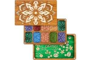 Wooden Beads Sorting Tray, Bead Boards for Jewelry Making, Wood Beading Mat with Magnetic Lid and Elastic Band, Seed Beads So