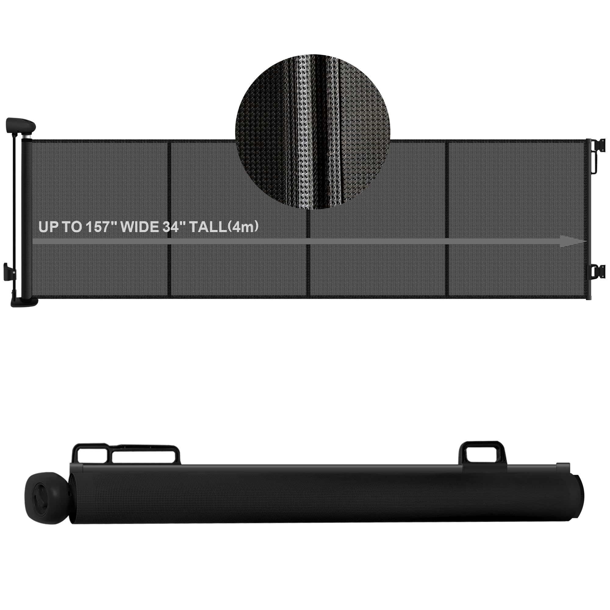 Photo 1 of 157" Extra Wide Retractable Baby Gates, Mesh Pets Dog Gates with Support Rods for Indoor Stair, Extra Long Retractable Safety Kids Gate for Large Opening Indoor Outdoor Doorways Hallways