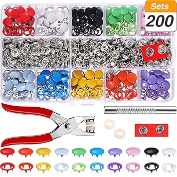 QFUN Zubehöre in Organizer Hohle Feste Druckknöpfe Snaps Zange Handwerk Werkzeug Prong Snaps 10 Farben Nähfrei Buttons für DI