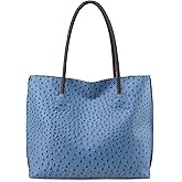Milan Chiva Tote Bag for Women with Zipper Large Ostrich Vegan Leather Shoulder Purses and Handbags