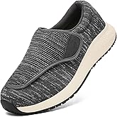 HOMASS Diabetic Shoes for Men and Women, Adjustable Slip-On Wide Walking Shoes for Swollen Feet, Orthopedic Foot Pain Relief, Neuropathy - EasyTop Wings