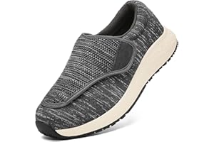 HOMASS Diabetic Shoes for Men and Women, Adjustable Slip-On Wide Walking Shoes for Swollen Feet, Orthopedic Foot Pain Relief, Neuropathy - EasyTop Wings