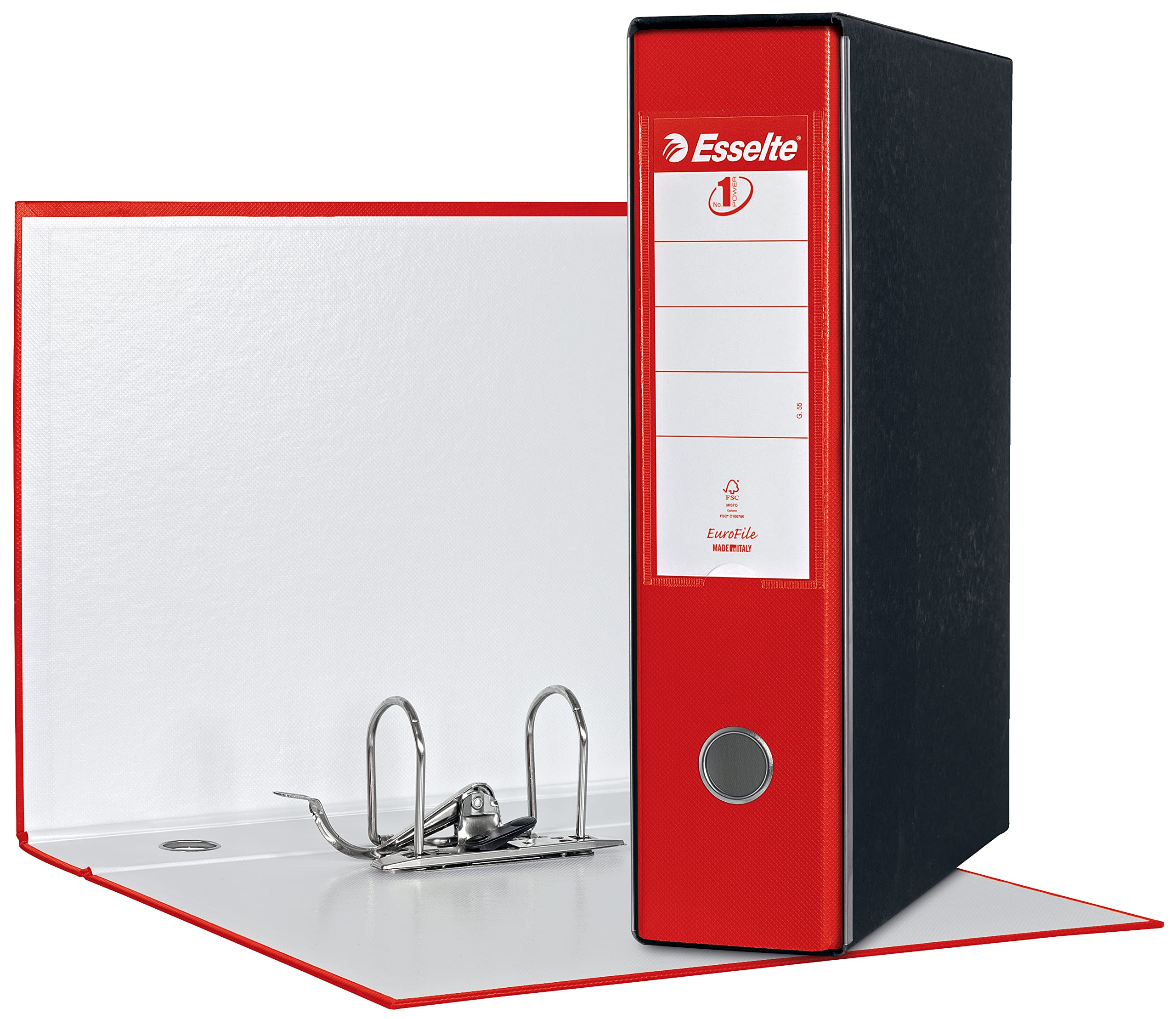 Esselte – RACCOGLITORE EUROFILE with Lever Mechanism Plastic Coated Cardboard,Red,8 cm