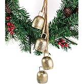 SEMPOMA Metal Vintage Christmas Bell with Jute Hanging Rope, Decorative Hanging Bell for Weddings, Parties, Christmas Wreaths, Home Decor