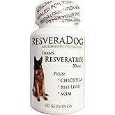 CurEase Resveradog: Dog 99% Tran Resveratrol Powder with Argintine Beef Liver, MSM &amp; Chlorella
