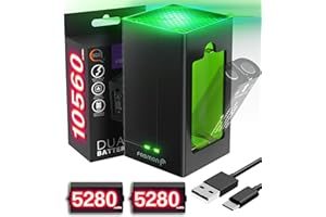 Fosmon 5280mWh Rechargeable Battery Charger Kit Compatible with Xbox Battery with 2X Batteries, Dual-Slot Rapid Charging Station Compatible with Xbox Series X/S, One S/X, Elite Controllers