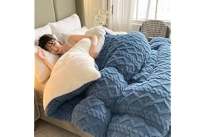 SOVILEE Thickened Super Soft Insulation Hibiscus Winter Quilt, Cashmere and Double Fabrics, Breathable Warmth Fluffy Plush Sided Velvet Blanket (Blue,200 * 230cm/78.74 90.55in (4KG))