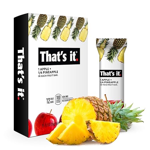 That's it. Apple + Pineapple 100% Natural Real Fruit Bar, Best High Fiber Vegan, Gluten Free Healthy Snack, Paleo for Children & Adults, Non GMO No Added Sugar, No Preservatives Energy Food (