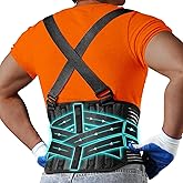 KOPUREY Plus Size 4XL/5XL Work Back Brace with 2 Removable Suspender Shoulder Straps - Posture Corrector Protector for Heavy Lifting Safety - Back Support Belt for Men Women in Construction