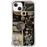 Pumhey Aesthetic Vintage Grunge Collage Phone Case Compatible with iPhone 14, Skull Planets Collage Cover for Teens Men Women, Trendy Cool TPU Bumper Case Cover for iPhone 14