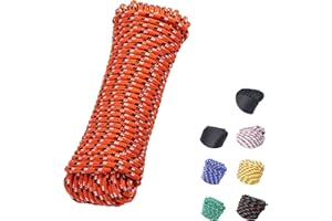 SDLTHR 3/8 Inch 100 ft Diamond Braided Polypropylene Rope, All Purpose Thick Boat Marine Ropes for Camping and Flag Pole, Indoor and Outdoor Use, Indoor and Outdoor Use, Orange