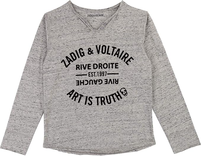 Zadig & Voltaire - Camiseta de manga larga para niño (talla: 8 años), diseño de flores, color gris Mezcla De Grises 158/164 cm: Amazon.es: Ropa y accesorios