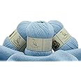 TEHETE 100% Merino Wool Yarn for Knitting 3-Ply Luxury Warm Soft Lightweight Blue Crochet Yarn (Sky Blue)