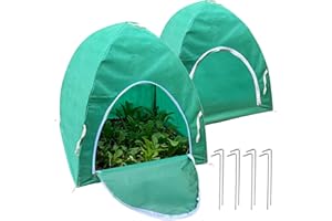 Plant Covers Freeze Protection, Rifny 23 x 23 x 23 inch Shrub Rose Bush Covers for Winter Outdoor Plants, Frost Cloth with Zipper Steel Stakes Protecting Potted Plants from Deer Rabbit Chicken (2 PCS)