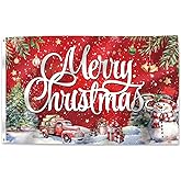 Christmas Flag Decoration 3x5 Ft Carnival Garden Banner Outdoor, Yard Flags Double Sided Printed Indoor Home House Decor Party Supplies Yard Sign Background for Photography(Christmas Tree/Truck/Snow)