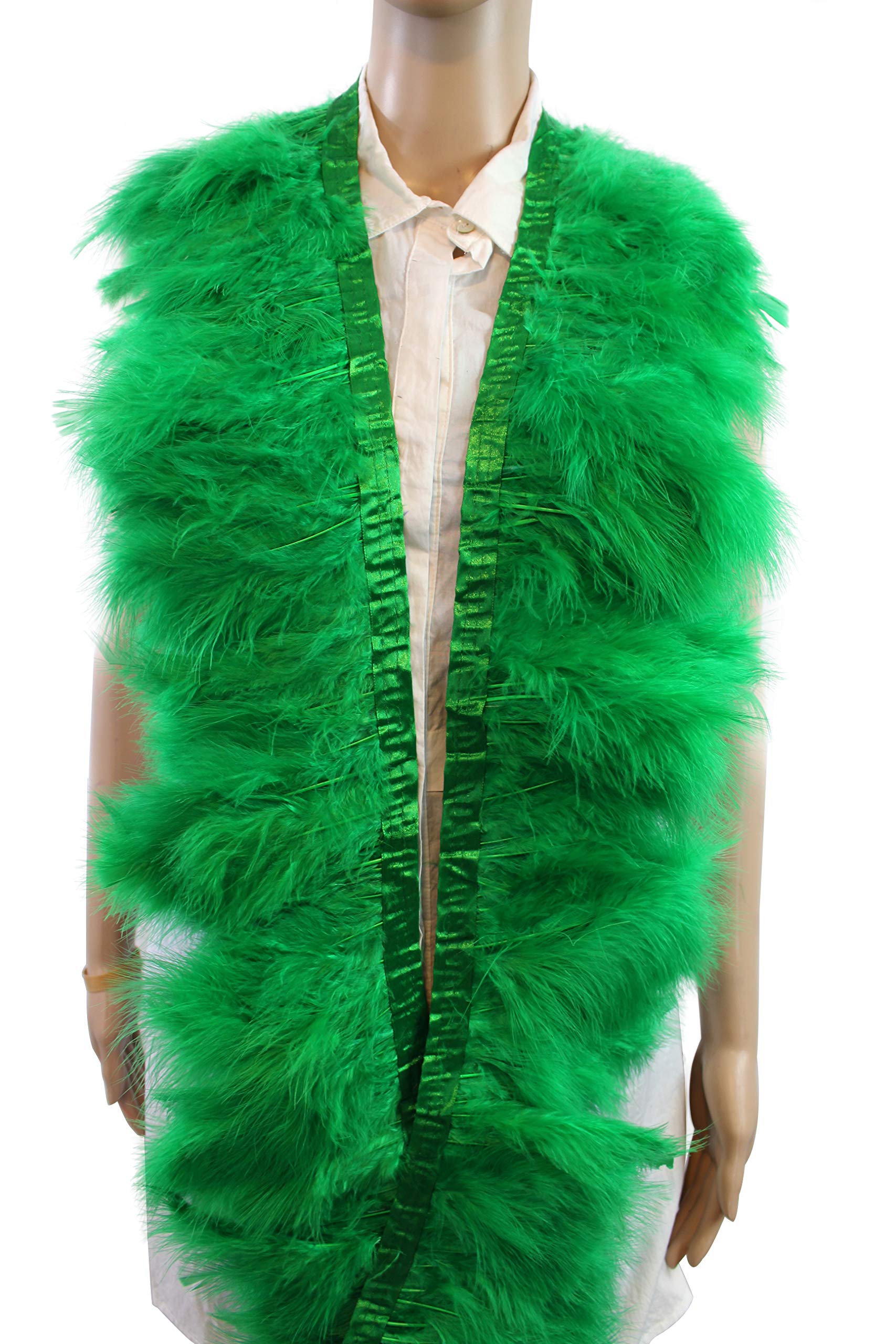 Photo 1 of 2 Yard Long, 6"-7" Height Marabou Turkey Fluff Feather Fringe Trim, Garment Accessories Feather DIY Decorative Material (Green)