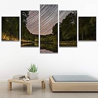SIGNWIN 5 Panel Canvas Wall Art Aerial Astronomy & Space Dramatic Global Green Photography Realism Stars Ultra for Home Decorations Ready to Hang - 60