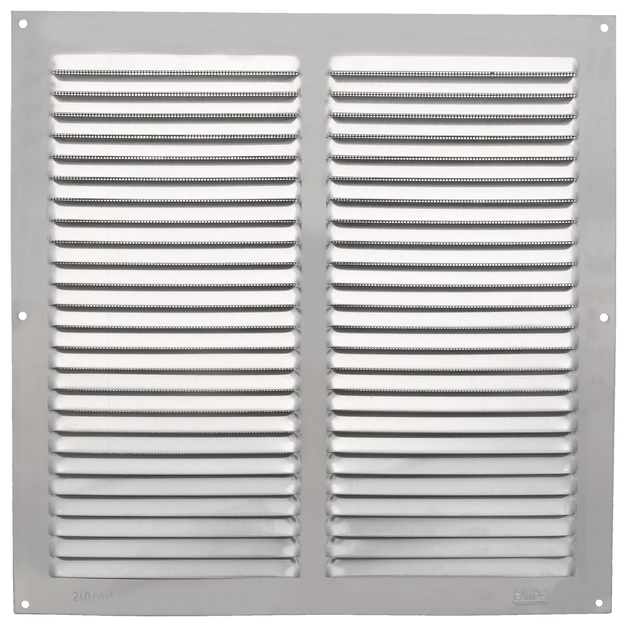 Amig - Square Aluminium Grille with Mosquito Net - Air Outlet Vent - Ideal for Kitchen and Bathroom Ceiling - Dimensions 300 x 300 mm - Colour Silver