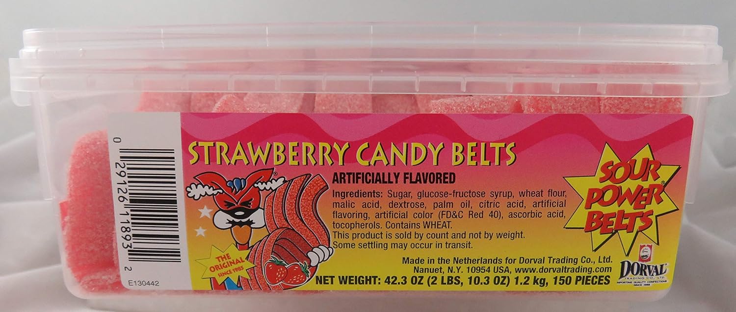 SOUR POWER Strawberry Belts, 42.3 Ounce : Grocery & Gourmet Food