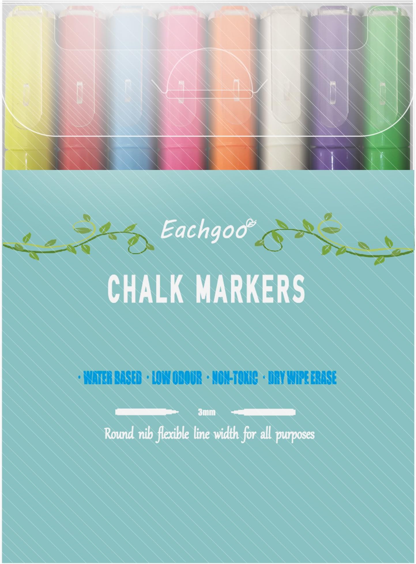 Eachgoo Chalk Pens 3mm Fine Bullet Nib Dry Erase 8 Colors Liquid Chalk Markers