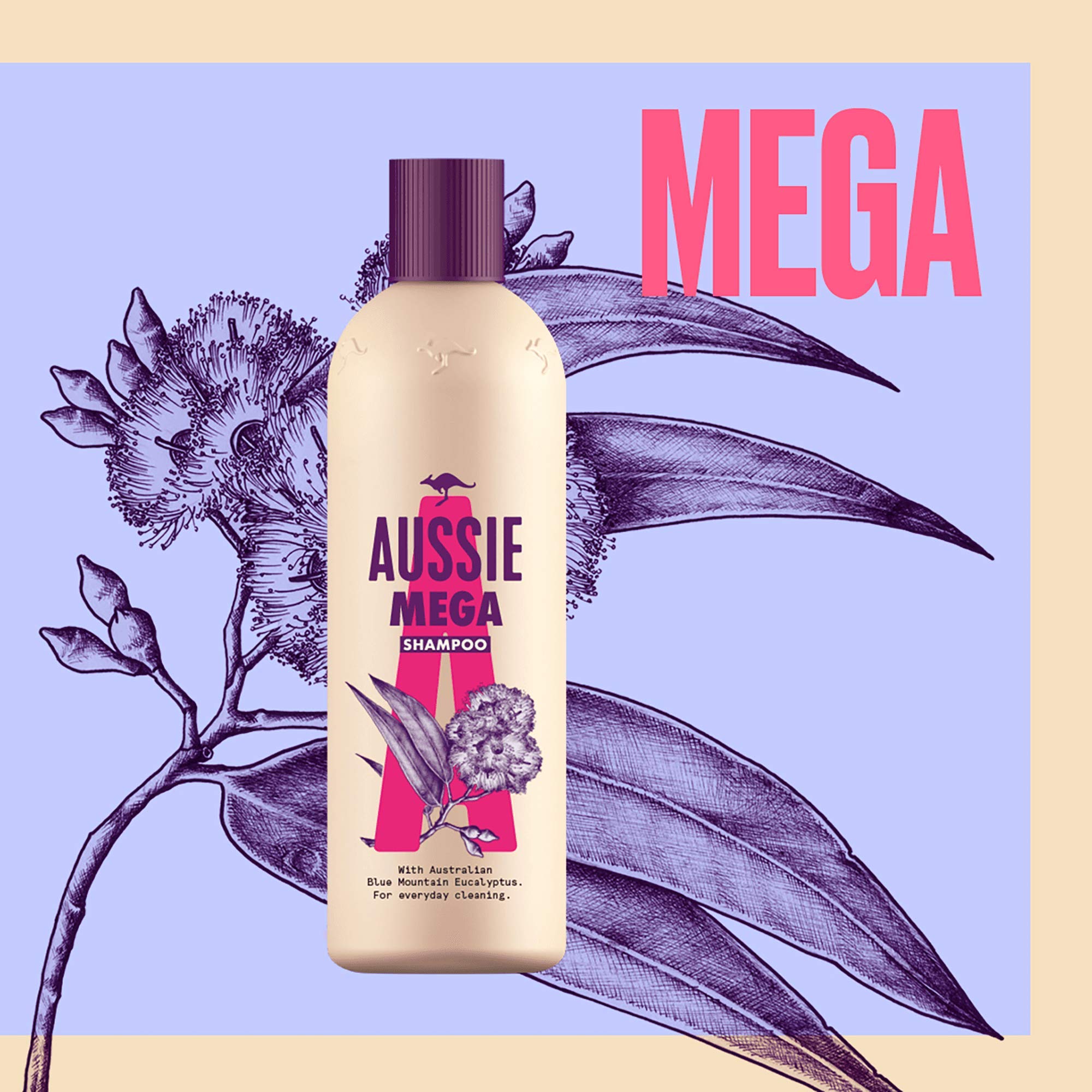 Aussie Mega Shampoo for Everyday Cleaning, with Australian Blue