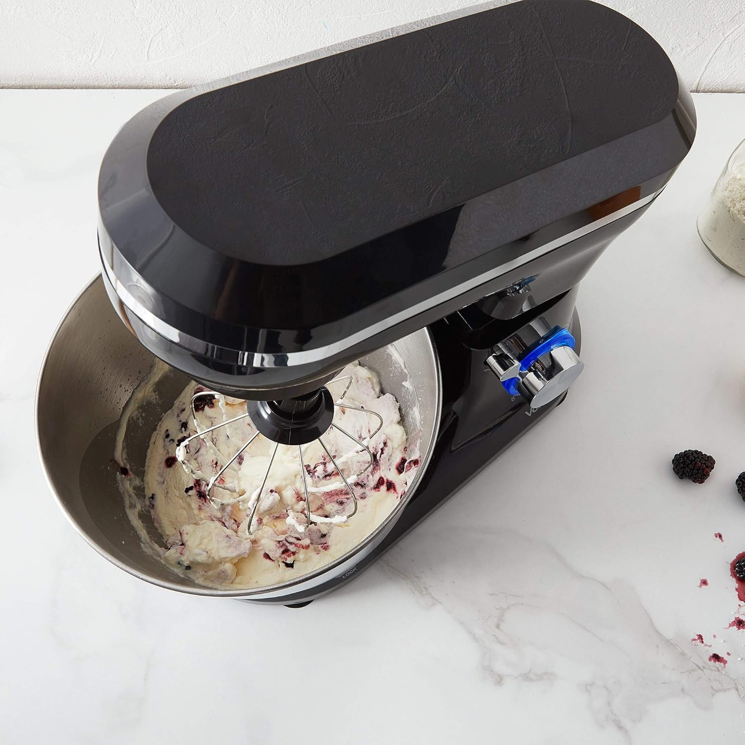 VonShef Black Stand Mixer 1000W, Electric Stand Mixers for Baking 8 Speed Standing Food Mixer with Splash Guard - Image 3