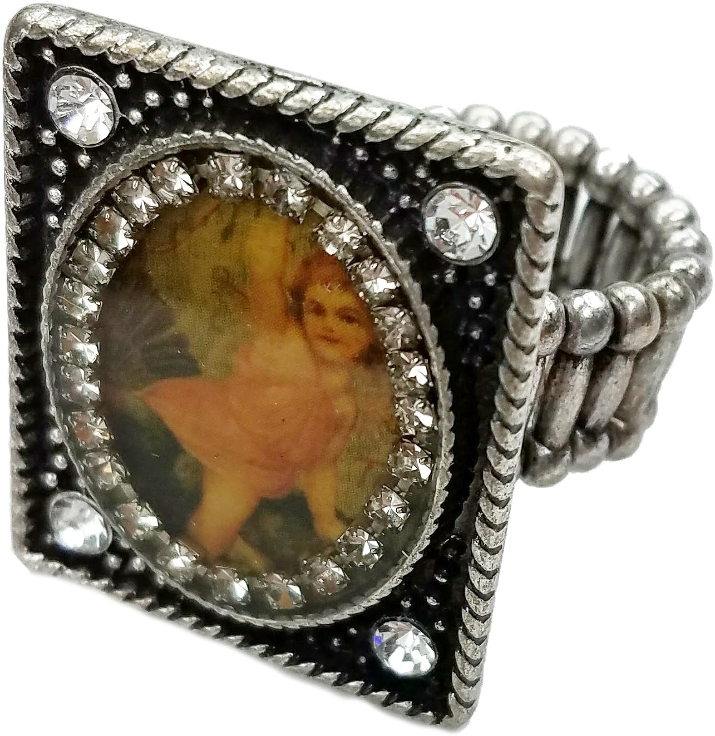 Vintage Look Rhinestone Stretch Band Rings (Vintage Girl Photo) Amazon