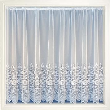 White Floral Net Curtain Lace Curtains Seattle 42 Drop Amazon