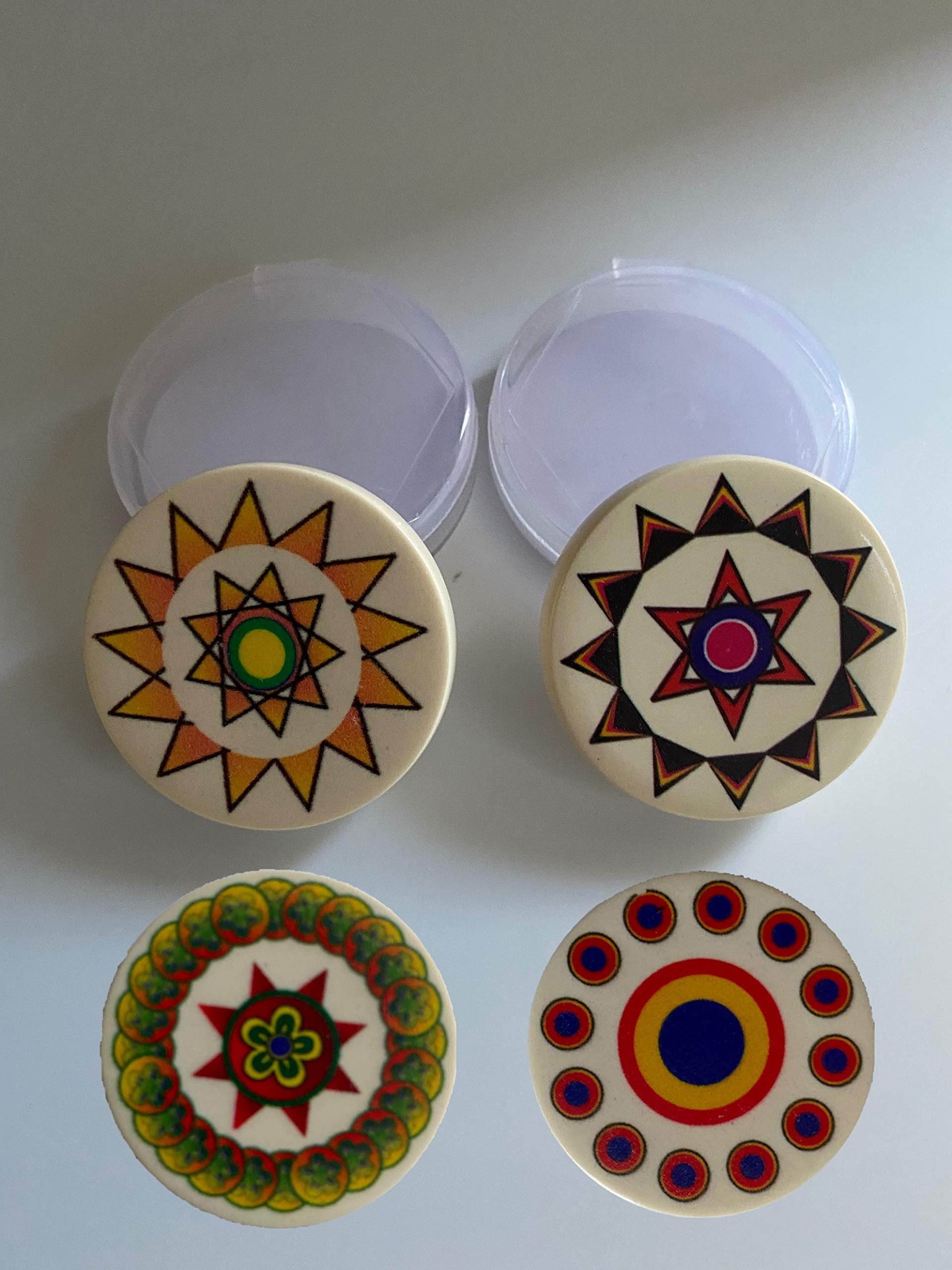 Family Cart Carrom Tournament Striker ( Set of 4 ) Design/Color May Vary 100% with Fast Delivery