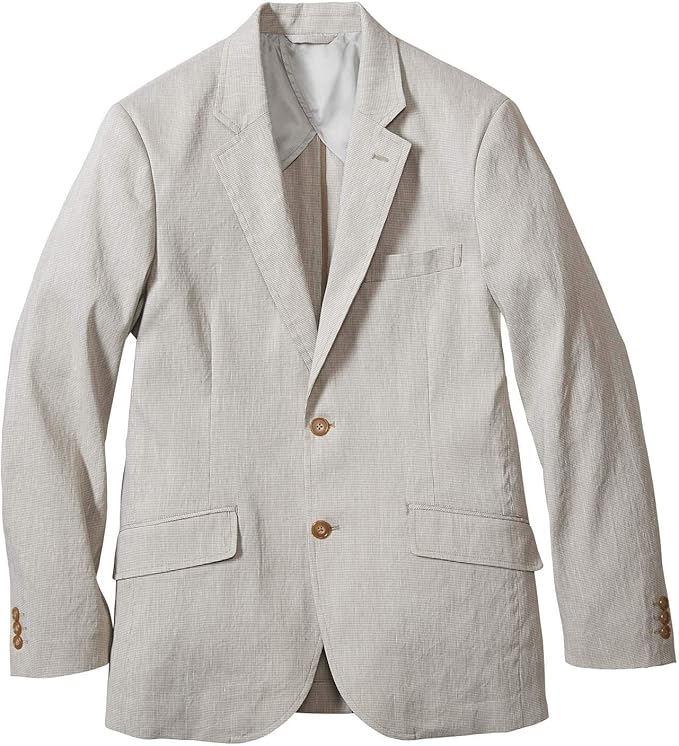 エディー バウアー Eddie Bauer フレンチリネンハウンドトゥースストレッチツーボタンブレザー クールマックス R ファブリック製 トラベルポケット付き テーラードジャケット メンズ コート ジャケット 通販 Amazon