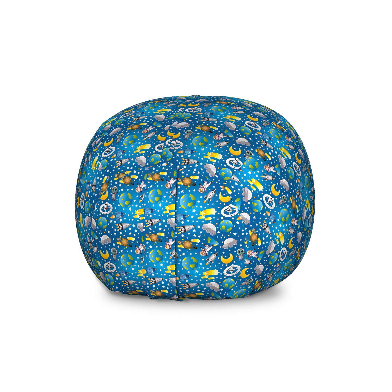 Ambesonne Space Storage Toy Bag Chair, Alien and Human Astronaut Space with Shooting Stars Moon and 