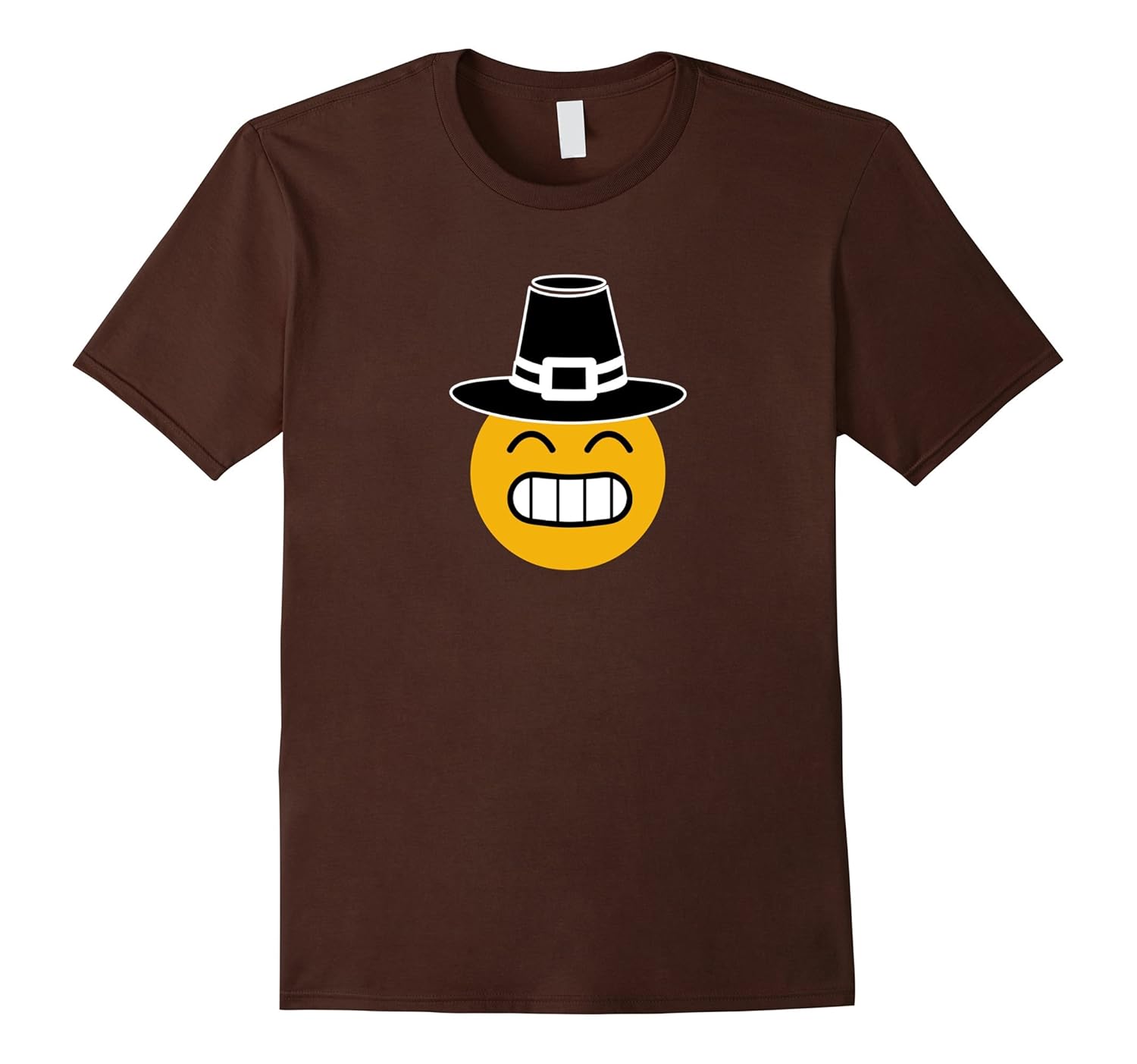 Thanksgiving Grinning Face Smiling Emoji Pilgrim Hat T-Shirt-Rose