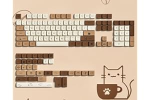 dagaladoo Coffee Cat 140key keycaps,XDA Profile,dye Sublimation PBT Custom keycap with Key Puller for Gateron MX Switch Mecha