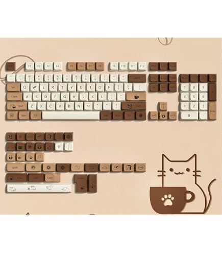 Catekro XDA PBT Tastenkappen Set – 139 Tasten, Abgerundet, Gelb, Für Mechanische Tastaturen (61% Bis 108 Tasten)