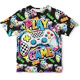 Gaming Shirts for Boys Kids Game T Shirt Neon Short Sleeve 3D Graphic Tees Novelty Shirt for Boys Girls 6-16 Years