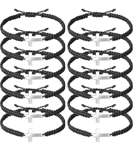 Set di 12 braccialetti cristiani per donne e uomini, regolabili