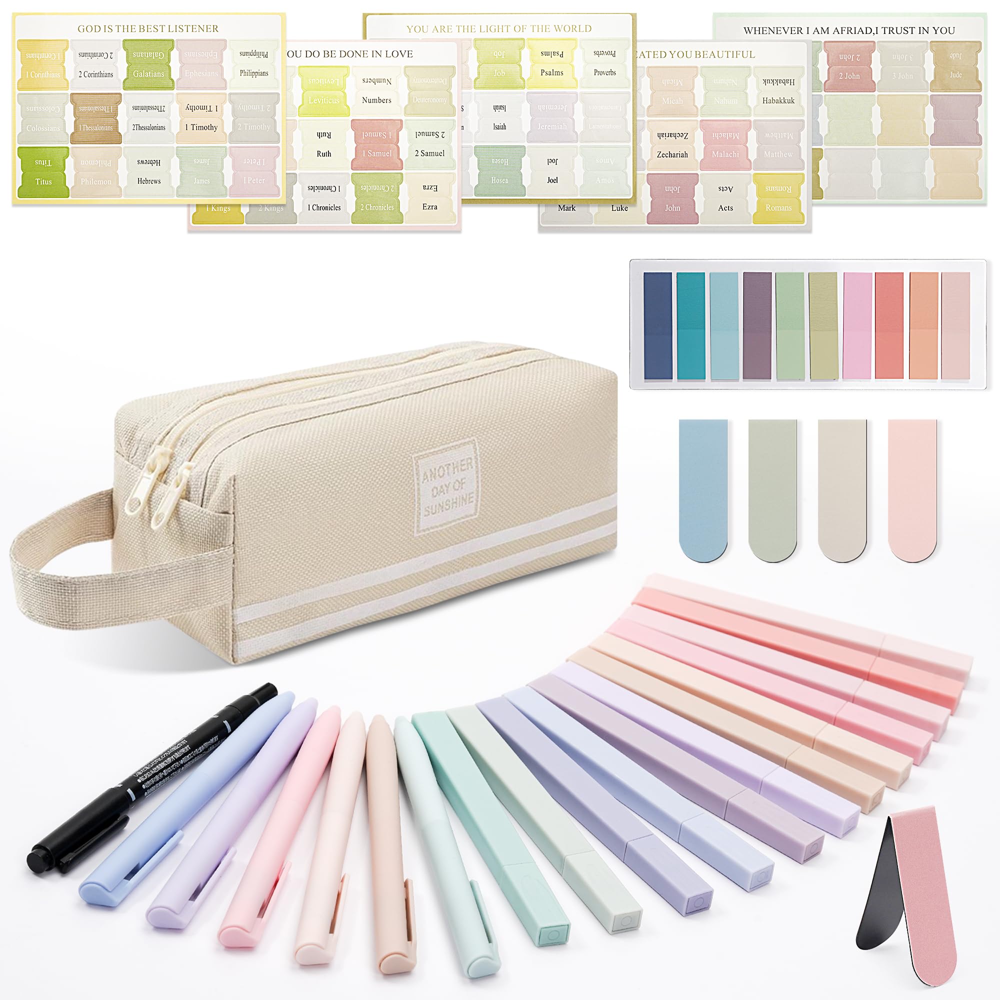 Vienrose Bible Journaling Kit, Bible Study Supplies, Highlighters & Bible Pens, 75 English Bible Tabs, Christmas Gifts, Bible Study Tools for Women