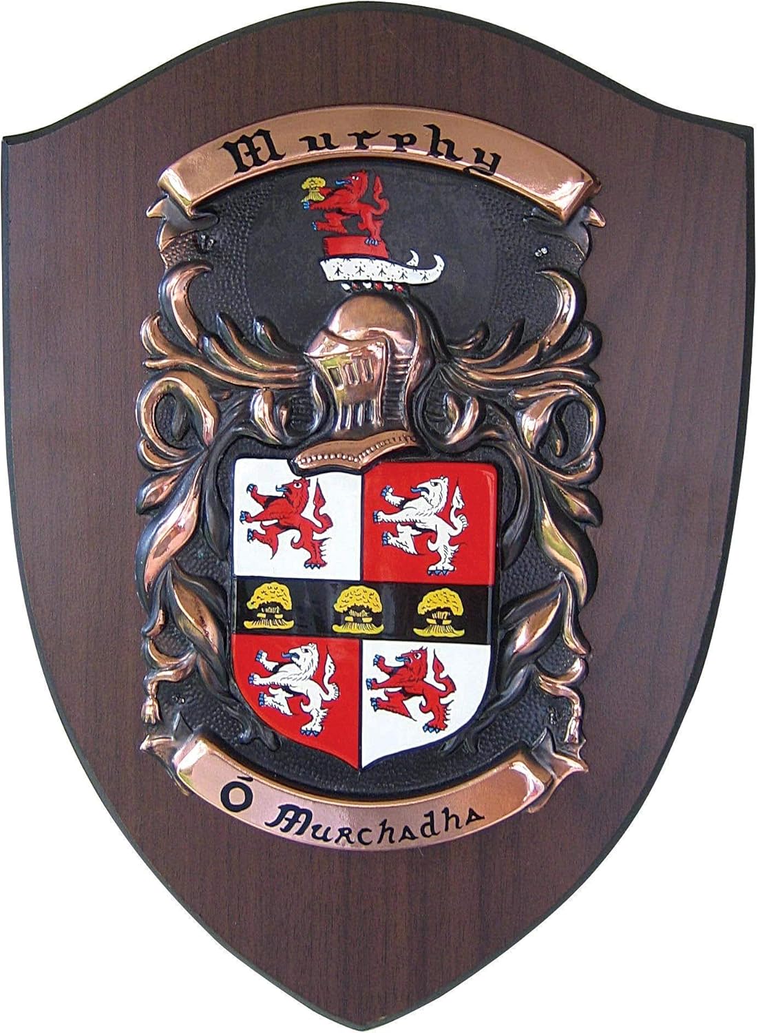 Mixed Media - Hand-Painted Copper Shield on American Walnut.