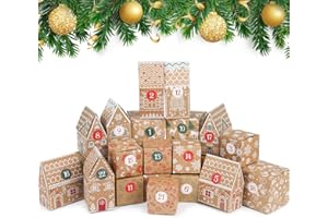 LOKIPA Christmas Advent Calendar Boxes, 24 Days Empty Advent Countdown Gift Boxes for Xmas Party Decorations Supplies