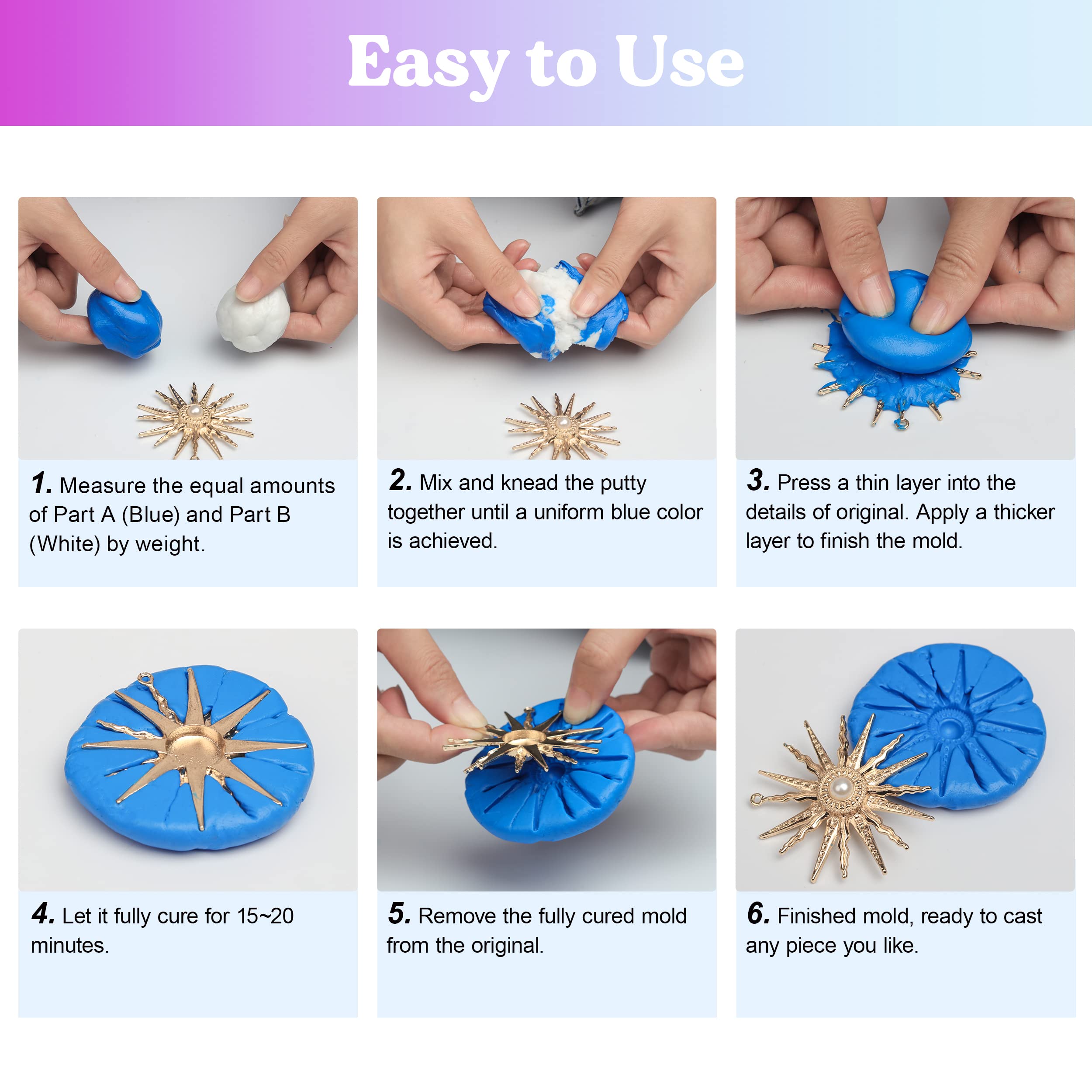 LET'S RESIN Silicone Putty, 1LB/40A Mold Making Kit, Non-Toxic, Strong & Flexible, Easy 1:1 Mixing Ratio for Reusable Silicone Molds, Resin, Soap