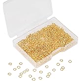 4mm 18k Gold Plated Jump Rings, 1000pcs Non Tarnish Open Jumprings Supplies Kit 21 Gauge for DIY Bracelet Necklace Earring Jewelry Making and Repairing