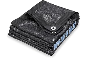 EMEKIAN 90% Black Sunblock Shade Cloth, UV Resistant Sun Shade Canopy with Grommets, 10 ft x 16.5 ft Outdoor Shade Mesh Cover Tarp for Garden, Greenhouse, Pergola, Backyard, Patio, Flowers Plants