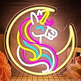 Unicorn Moon Neon Sign Dimmable Unicorn Neon Lights for Girls Room Decor,USB Powered Unicorn Led Light for Bedroom Man Cave, Bar，Room Decor,Graduation Gifts