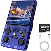 R36MAX Retro Gaming Console, Retro Handheld Games Console with 64GB TF Card, Portable Hand Held Open Source Linux System, 4.0 inch IPS HD Screen Video Game Consoles, 4000mAh Battery (Blue)