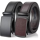 BELTROAD Ratchet Belts for Men- 2-Pack Men‘s Ratchet Adjustable Click Slide Belts for Dress Casual 1 3/8" Leather Belt Gift