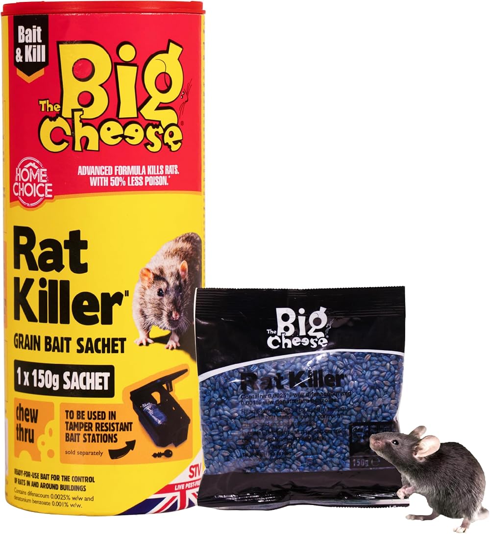The Big Cheese Rat & Mouse Killer Grain Bait Sachet 25g x6 Difenacoum