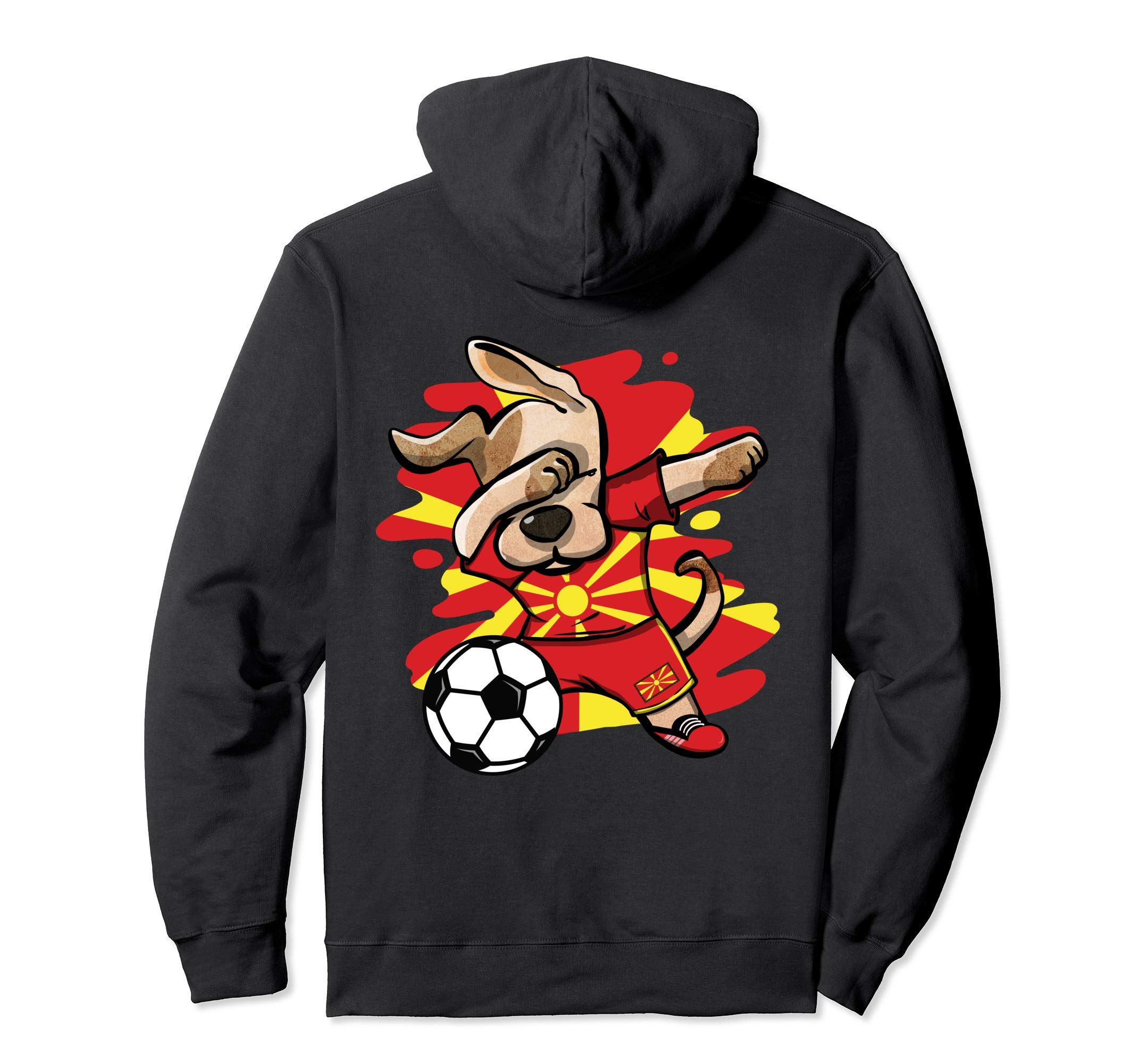 Dabbing Dog Macedonia Soccer Fans Macedonian Flag Football Pullover Hoodie