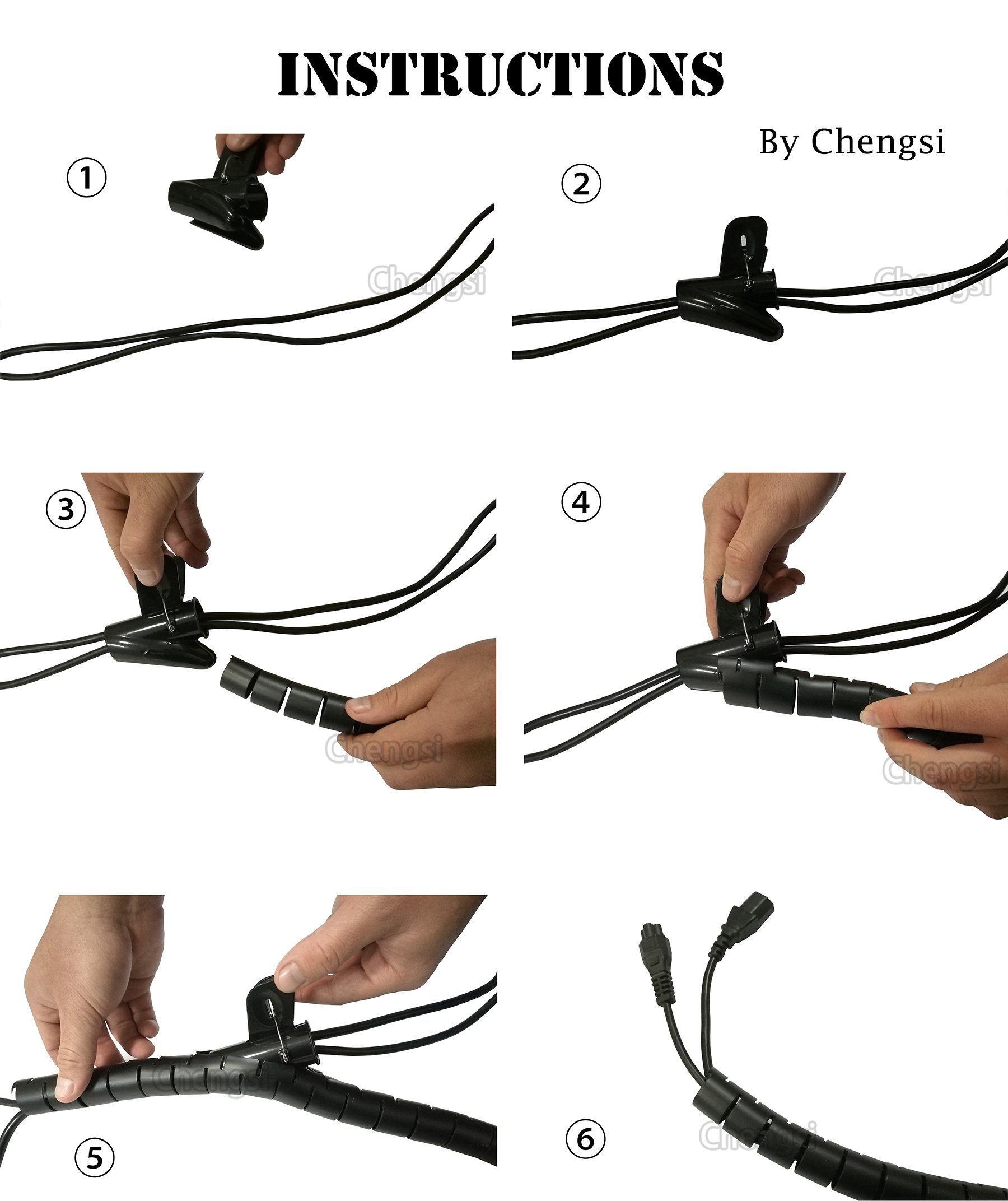 Chengsi Cable Management Sleeve 19.7ft Cable Organizer Coiled Tube Wire Wrap Cable Sleeve for Home Office PC TV White