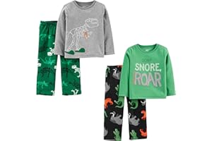 Simple Joys by Carter's Boys and Toddlers' 4-Piece Pajama Set (Cotton Top & Fleece Bottom)
